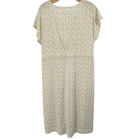 Royal Robbins Essential Tencel Dash Dress Midi Size XL Cream Allover Print UPF 5 - Picture 7 of 11